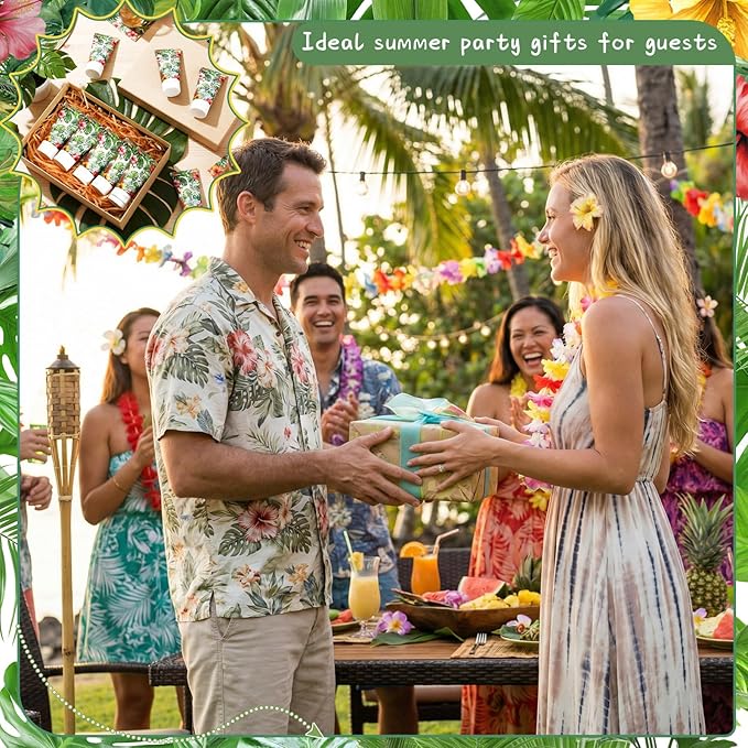 Loopeer 30 Pcs Mini Sunscreen Bulk Travel Size 1 oz Spf 30 Water Resistant Mini Sunscreen Lotion Hawaiian Tropical Leaves Summer Beach Party Favors Gifts for Summer Hawaiian Party Adult(Fresh)