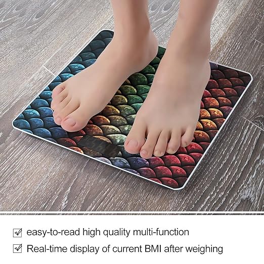 Dragon Scale Scale for Body Weight Anti-Slip Tempered Glass Digital Bathroom Scales Clear LCD Display Weighing Scale Safe Rounded Corners Smart Scales