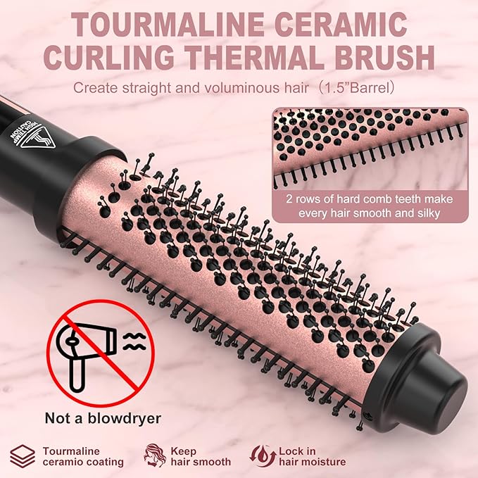 5 in 1 Curling Wand Set Curling Iron with Curling BrushHair Straightener &amp 3 Interchangeable Ceramic Curling Wand(0.35-1) Fast Heat Hair Wand Curler Include Glove &amp 2 Clips for Women Gir