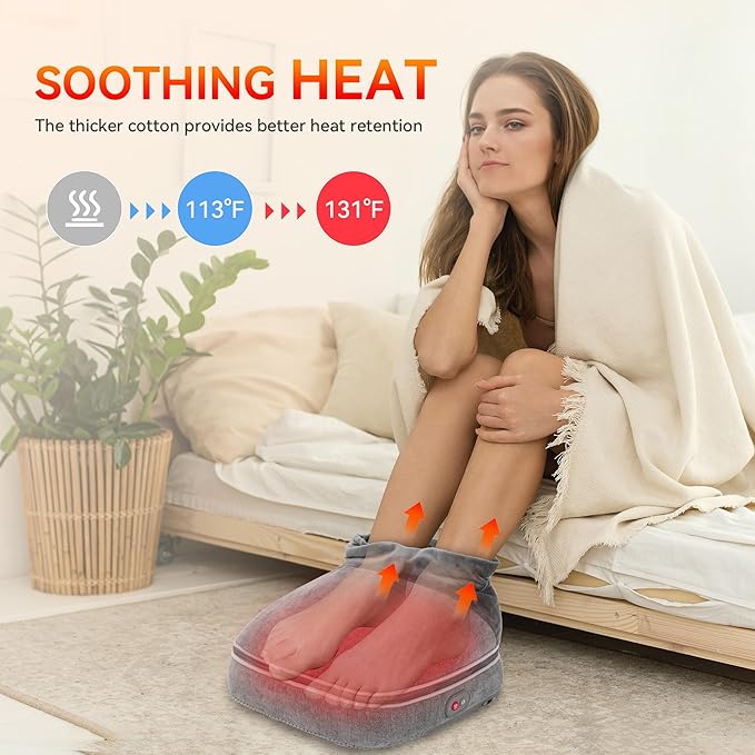 Snailax Foot Massager with Heat Heated Foot Warmer Under Desk Vibration Feet Massager Machine with 3 Vibrating Modes &amp 2 Heating Levels Remote Control Foot Heater