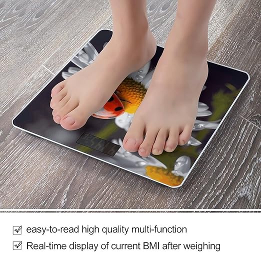 Ladybug on Daisy FlowerScale for Body Weight with LCD High Precision Weighing Scales Fashion Sturdy Tempered Glass Weight Scales Easy-to-Read Digital Bathroom Scale for Daily 400lb