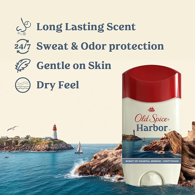 Old Spice Antiperspirant Deodorant for Men Harbor Scent 48 Hr Odor Protection 2.6 oz (Pack of 3)