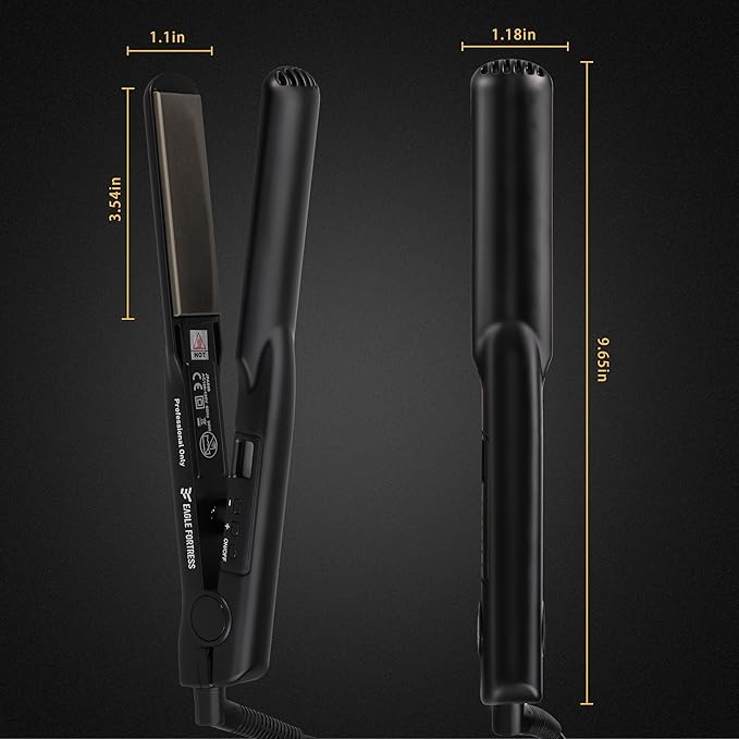 Eagle Fortress Flat Iron Hair Straightener for Women Hair Crimper 1 Inch with Ceramic Coating Digital Display 3 Temp Settings