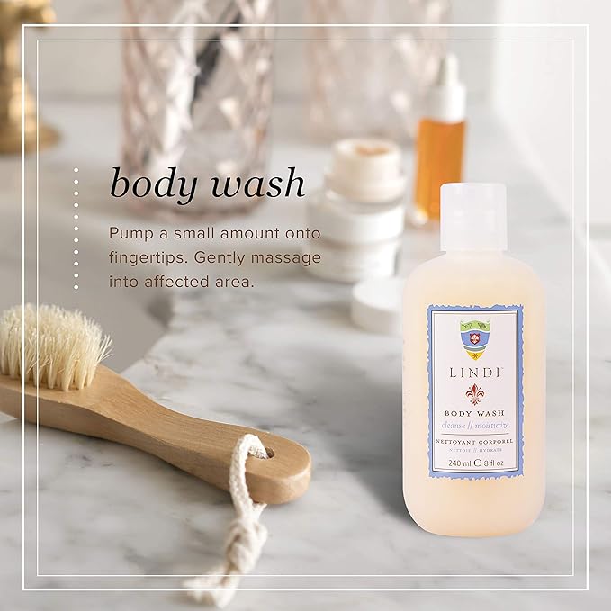 Lindi Skin Body Wash for Dry Itchy &amp Sensitive Skin - Gentle Non-Foaming Formula That Hydrates and Refreshes Your Body and Scalp - Relieves Painful Effects of Radiation Burn &amp Chemo Rash (8