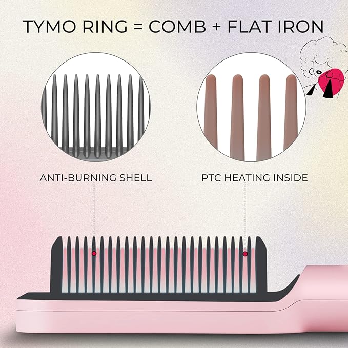 TYMO Heat Protectant Spray for Hair + Ring Hair Straightener Brush