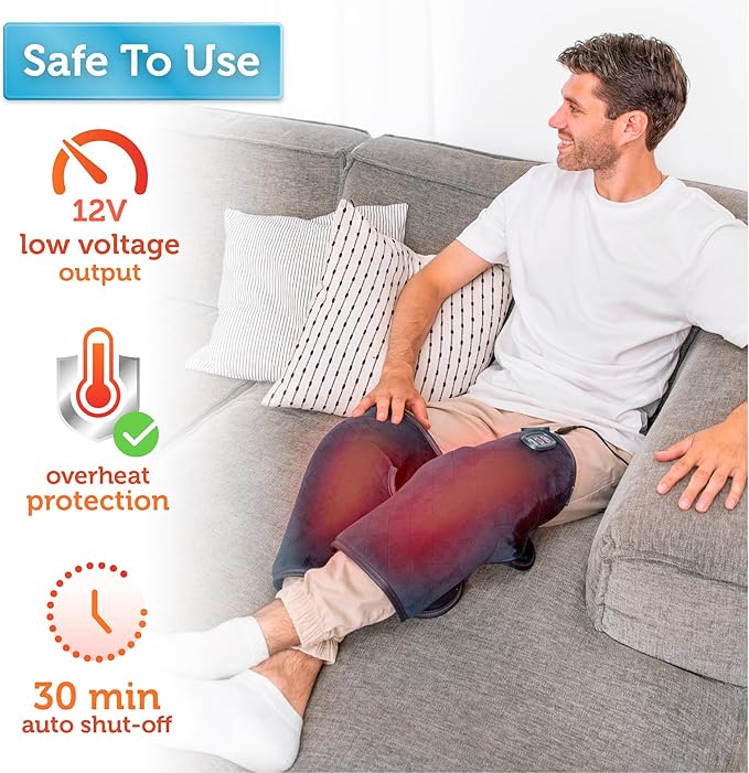 COMFIER Heated Knee Massager Heating Pad for Knee Pain ReliefHeat Knees Warmers Wrap with Massage and Vibration-Greige