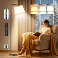 Light Therapy Lamp 10000 Lux Daylight Lamp with Remote &amp Touch Control Adjustable Color/Brightness/Timer Therapy Light Floor Lamp with Linen Shade for Bedroom Office Living Room