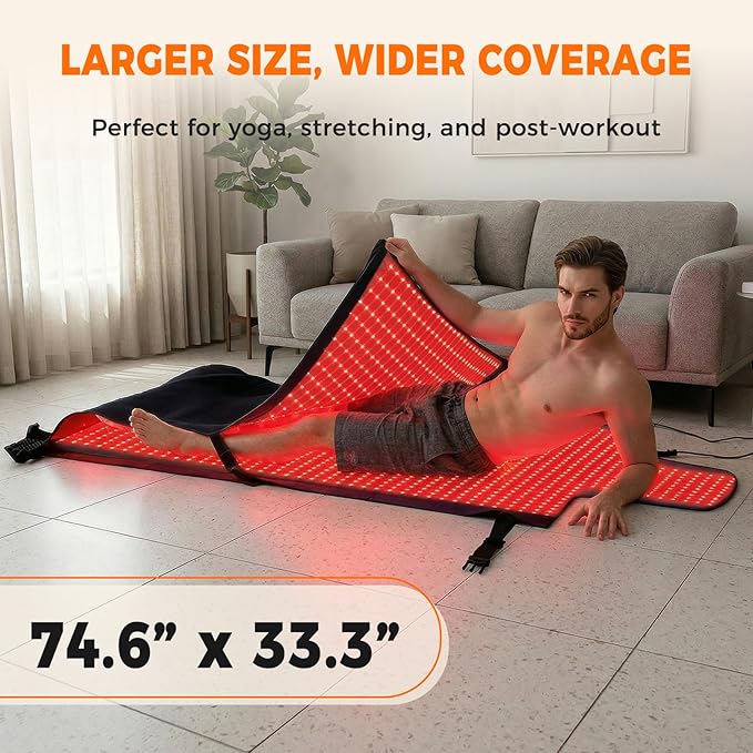 Full Body Red Light Therapy Mat Large Size Red Light Therapy for Body 660 &amp 850nm Dual Wavelength Red Light Blanket Birthday Christmas Gifts for Women Men Mom Dad Father Lover Black
