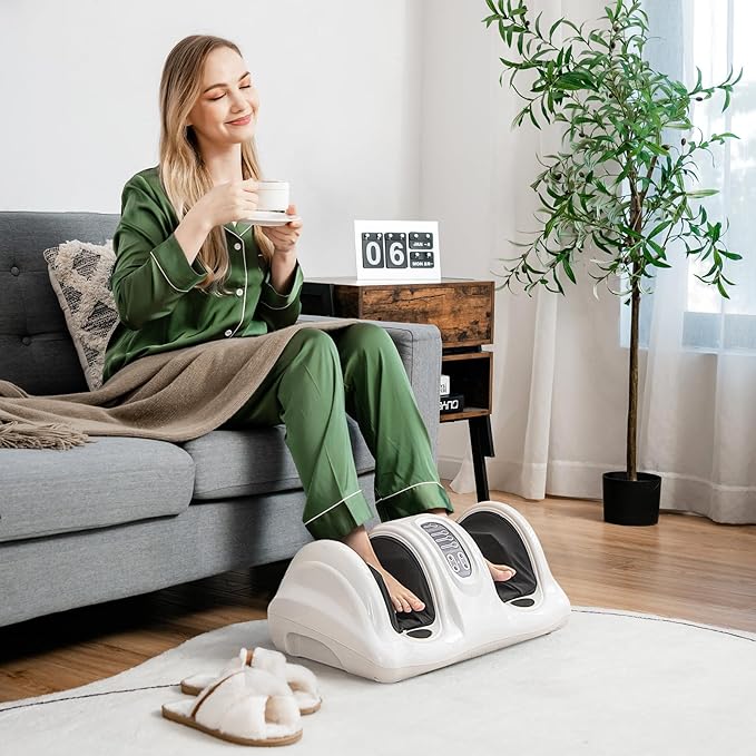 Giantex Shiatsu Foot Massager Machine for Feet Leg Calf Ankle Relieve Pain Spa Gift Deep Kneading Rolling Massage Electric Shiatsu Feet Massager w/Remote 4 Modes White
