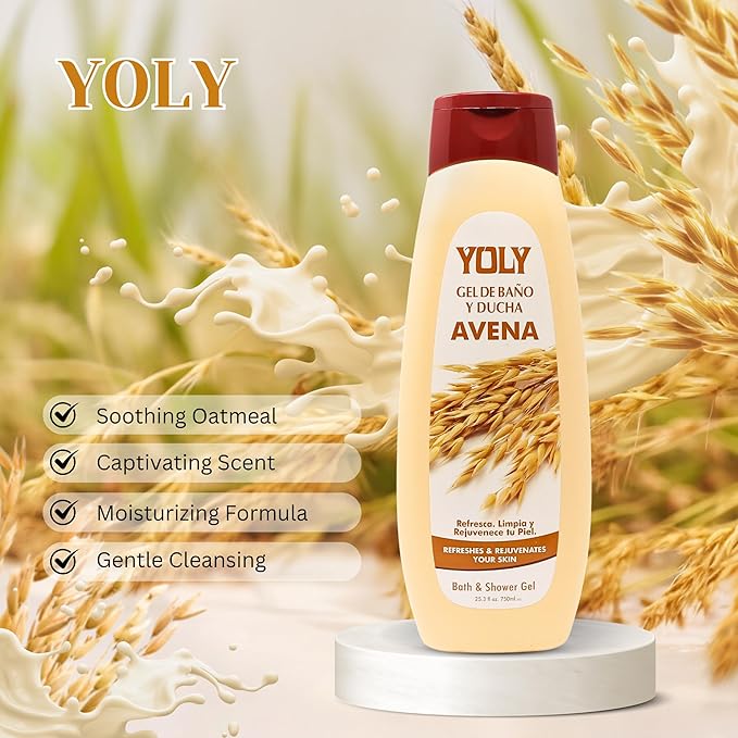 YOLY Oatmeal Body Wash - Daily Moisturizing Refreshing &amp Rejuvenating 25.3 Fl Oz