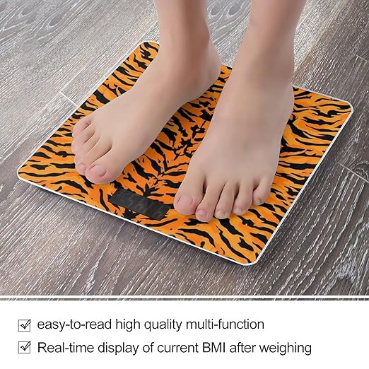 Men's Fashion Automatic Switch Digital Bathroom Weighing Scale Smart Scale Tiger Stripe Animal Print
