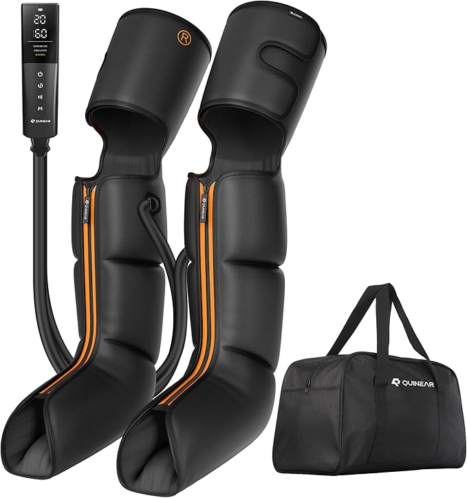 QUINEAR Advanced Full Leg Air Compression Massage Leg and Foot Massager with Remote Foot Calf &amp Thigh Massager for Swollen Legs
