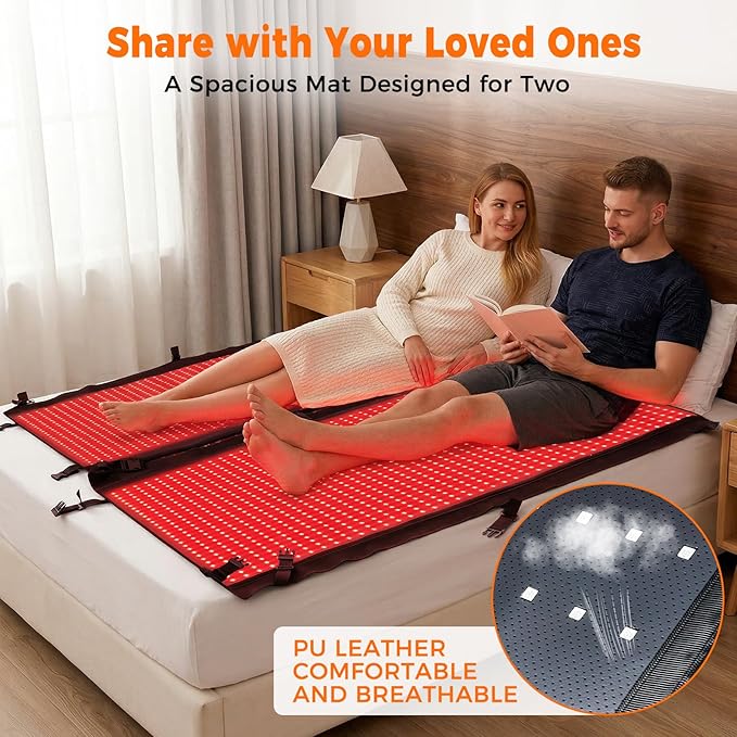 Full Body Red Light Therapy Mat Large Size Red Light Therapy for Body 660 &amp 850nm Dual Wavelength Red Light Blanket Birthday Christmas Gifts for Women Men Mom Dad Father Lover Black