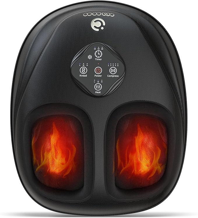 CooCoCo Upgraded Shiatsu Foot Massager - FSA Eligible Foot Massager for Plantar Fasciitis &amp Neuropathy HSA Feet Massager with Heat Foot Warmer for Women Men Foot Pain Relief Home Office Use