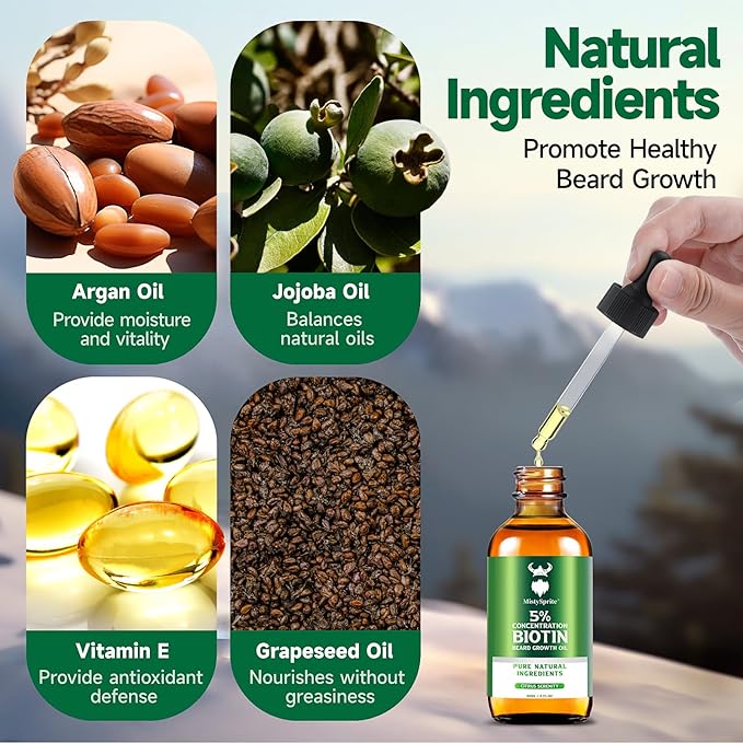 Men's Beard Growth Oil - 5% Biotin Citrus Serenity Scent 2 oz (Pack of 10) - Softens Conditions No Itch &amp Dandruff Ideal Gift