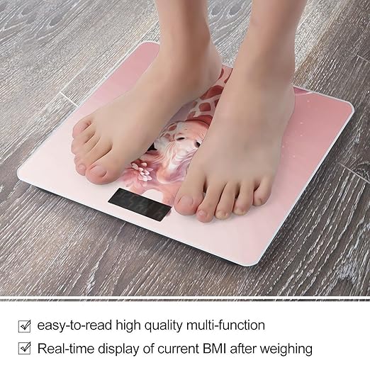 Pink Giraffe Bathroom Scale Large LCD Backlight Display Digital Scale Rounded Corners Body Scales Automatic Power On/Off Bathroom Scales for Home Bedrooms