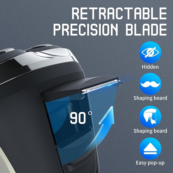 Snapbuy Electric Razor for Men Waterproof Cordless Shaver with 90-Min Runtime4D Floating Precision Blades System Fast Charging Travel-Friendly for Wet &amp Dry Use (Blue)