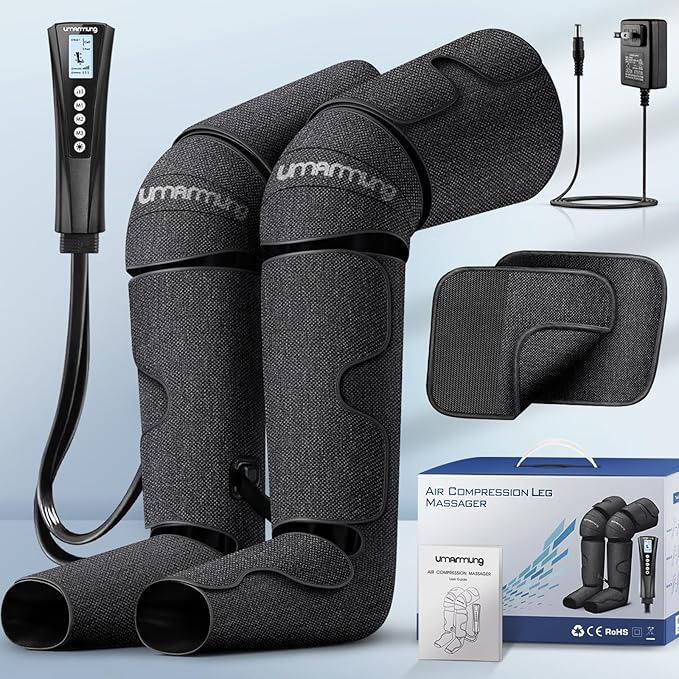 Air Compression Leg Massager with Heat - Ideal Christmas Mother's Day and Father's Day Gifts for Men Women Dad Mom - Relieves Foot and Knee Pain Eases Varicose Veins Cramps Swelling and Edema