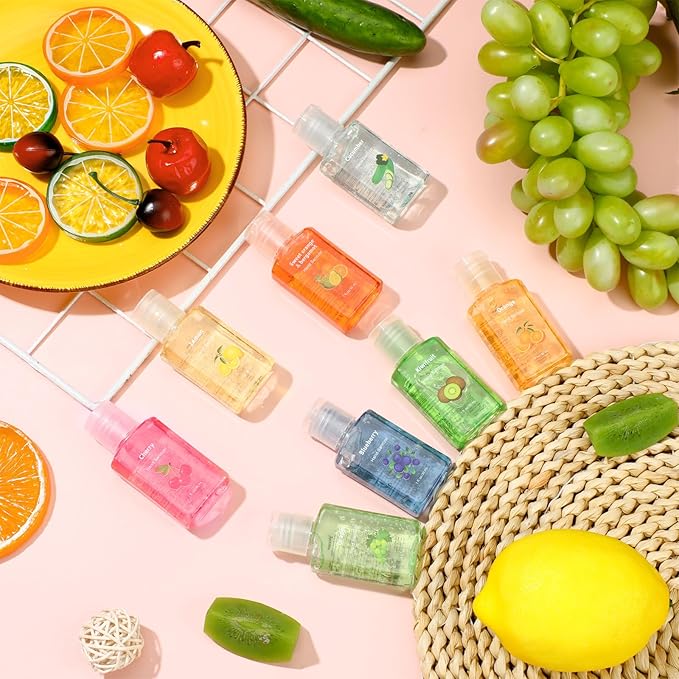 Frienda 24 Pcs Fruity Scented Mini Hand Sanitizers Bulk 1 Fl oz Travel Size Hand Sanitizer Assorted Fruity Scents Employee Appreciation Gifts for Coworker Staff Teacher Nurse Office Thank You Gifts
