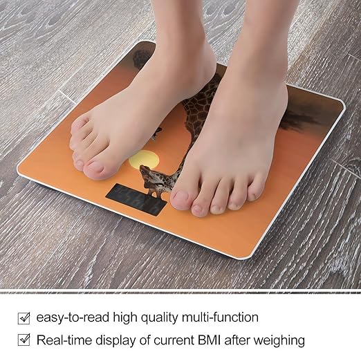 Giraffe at Sunset Weight ScaleClear LED Display Bathroom Digital Weighing ScaleTempered Glass Digital Bathroom Scale for Body Weight Capacity Up to 400 Lbs