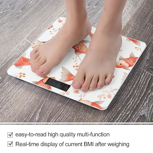 Fish Smart Scale for Body Weight Accurate Bathroom Scale with LED Display Digital Weight Scales Weighing Machine High Precision Scales for Bath Home
