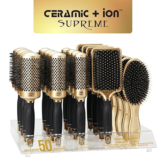 Olivia Garden Ceramic + Ion Supreme Styler Cushion Paddle Brush - Boar &amp Ionic for Shine Frizz Control &amp Smoother Hair