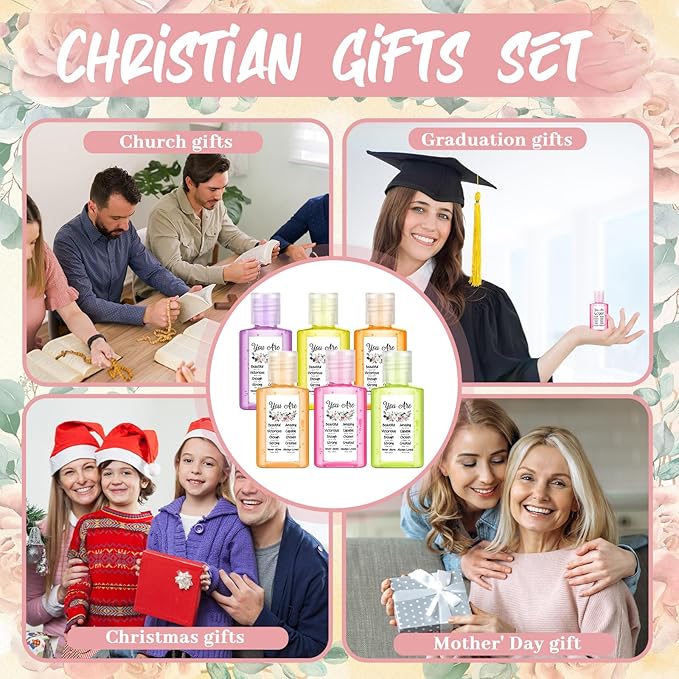 Frienda 24 Set Christian Hand Sanitizer Gift Mini Bible Verse Church Travel Size Hand Sanitizer Gel Christian Gift Bulk for Women Nurses Teachers Team Doctors Coworker Mother's Day