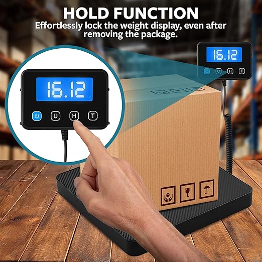 Smart Weigh Digital Postal Shipping Scale 220 lb Capacity 0.1 oz Readability Hold &amp Tare Function Includes Batteries &amp USB-C Large LCD Display