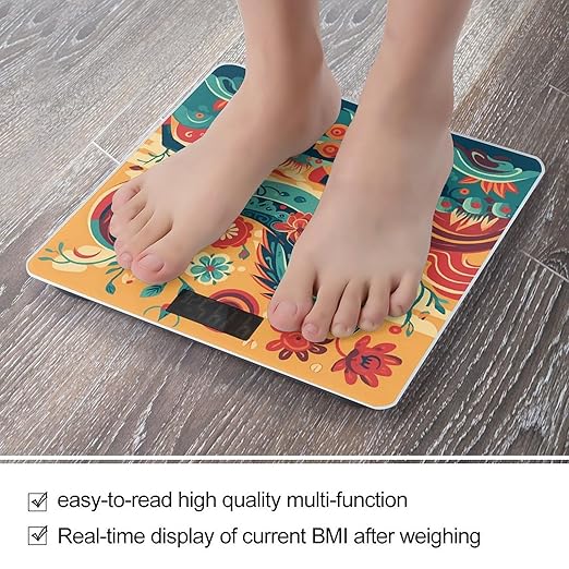 Painted Horse Scale for Body Weight Anti-Slip Sturdy Tempered Glass Weighing Machine Highly Digital Accurate Bright LCD Bathroom Scale for Household Gift