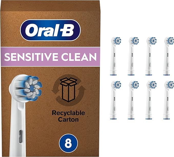 Braun Oral-B 4210201320180 Sensitive Clean Toothbrush Heads for Our Gentle Cleaning in Letterbox Packaging Pack of 8