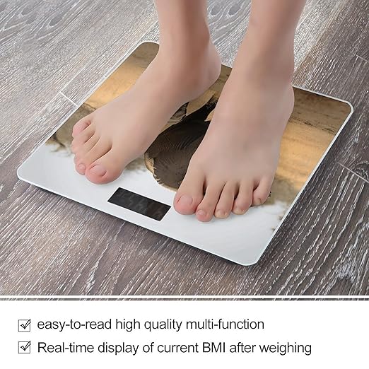 Walking Elephants Mother Scale for Body Weight Anti-Slip Tempered Glass Digital Bathroom Scales Clear LCD Display Weighing Scale Safe Rounded Corners Smart Scales