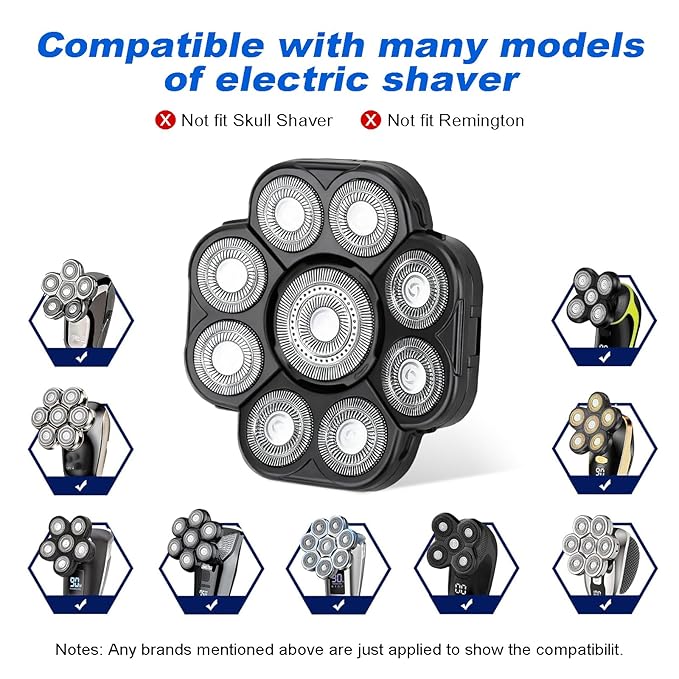 9 Blades Shaver Head - 2 Pack Men's Electric 9D Shaver Replacement Heads Universal Replacement Blade Head Electric Razor for menblack