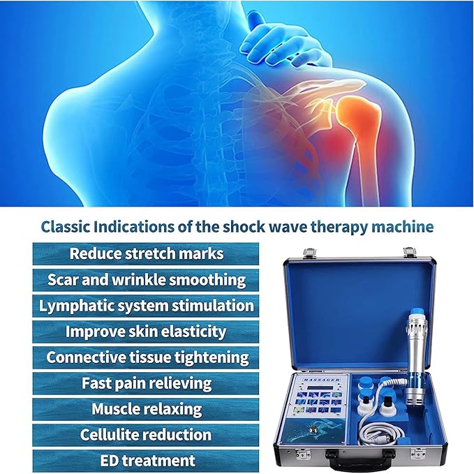 Electric Shockwave Therapy Machine Shock Wave Therapy Device Body Massager Joint Pain Relief Focused Shockwave Machine Non-Invasive Therapy for Back Golf Elbow Plantar Fasciitis Body Relaxion