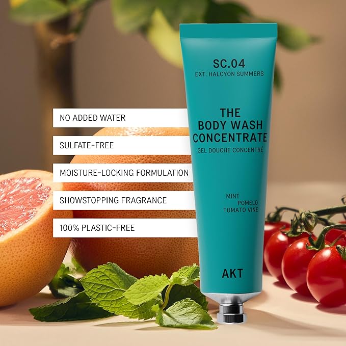 AKT The Body Wash Concentrate 3.4 Fl Oz Natural Shower Gel with Skin-Balancing Prebiotics Body Wash Women &amp Men with Olive Squalane &amp Vitamin E Sc.04 Halcyon Summers All Genders