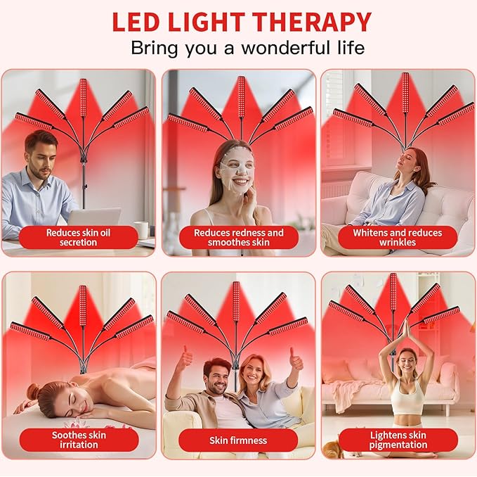 Red Light Therapy for Body Face Infrared Light Therapy for Body with 660nm &amp 850nm Near Infrared LED Red Light Therapy 5 Heads Light at Home Idea Gift for Women Wife Mom Sister Girlfriend (Black)