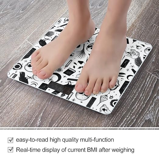 Women's Digital Bathroom Weighing Scale Automatic Switch Energy Saving Scale Smart Scale for Body Weight Gothic Trippy Moon Skull Dark Black Cat Witch Magic Spirit Board