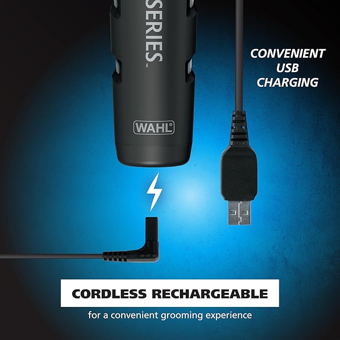 Wahl USA Pro Series Forever BladeTM Stainless Steel Cordless Rechargeable Beard Trimmer for Men with No Slip Grip &amp USB Charge – Model 3026017