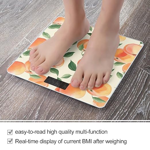 Peach Bathroom Scale for Body Weight Bathroom Weighing Scale with Backlit LCD Display Highly Accurate Measures Weight Up to 180kg