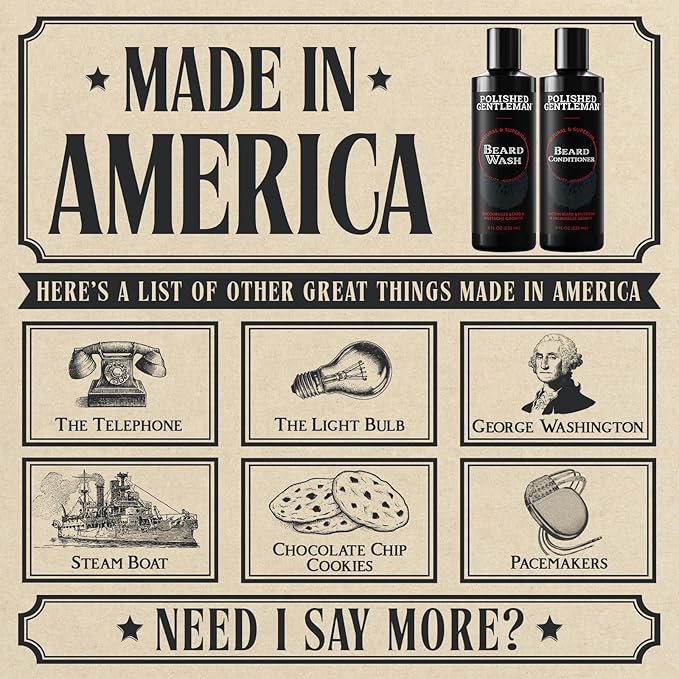 Polished Gentleman Beard Wash and Conditioner Set - Softens and Strengthens - Beard Shampoo with Growth Oil - Moisturizer &amp Beard Thickener - Tea Tree Unscented - Paraben-Free &amp Sulfate-Free (