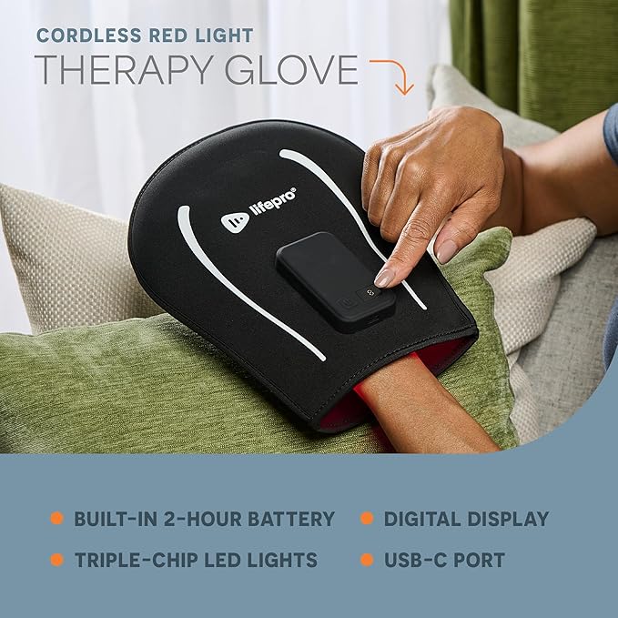 LifePro Red Light Therapy for Hands Feet &amp Ankles – Cordless Glove &amp Foot Wrap with Dual Wavelengths (660nm &amp 850nm) Infrared Foot Therapy Auto Shut-Off Timer for Wellness Relaxation &a