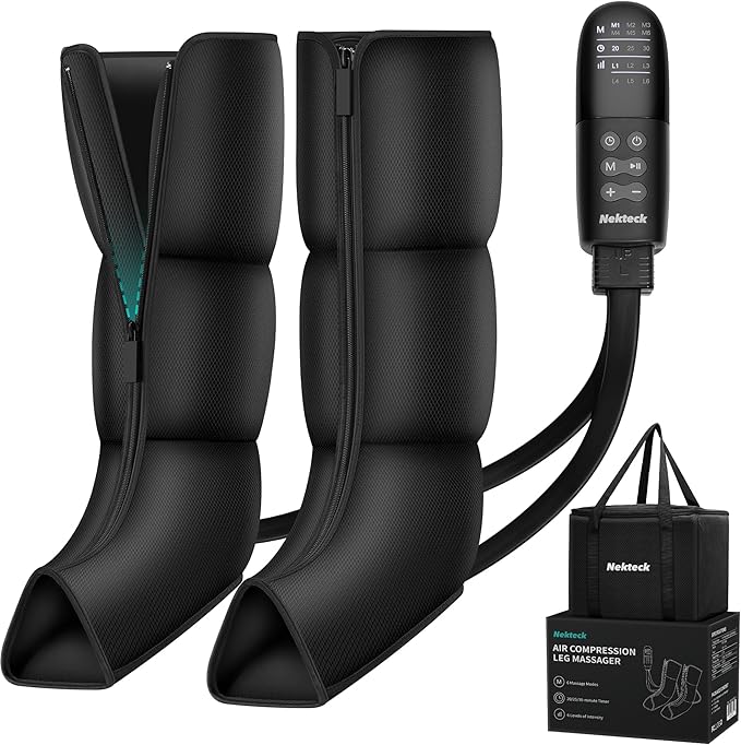 Nekteck Leg Massager for Circulation and Pain Relief Air Compression Boots Helpful for Leg Swelling Edema RLS with 6 Modes &amp 6 Intensities Relaxation Gifts for Mom Men Women Dad Birthday