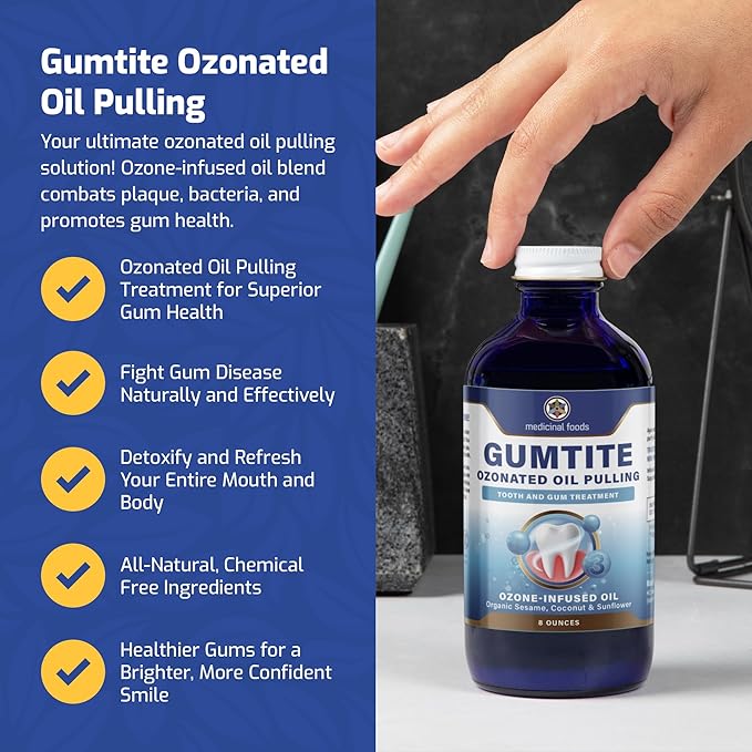 Medicinal Foods Gumtite Ozonated Mouthwash Oil | Natural Treatment for Gum Health | Oral Care | Gum Inflammation Relief | Plaque Prevention | Fight Bad Breath | Gum Repair &amp Dental Health