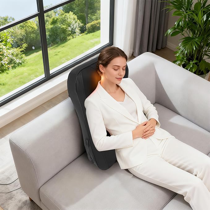 Shiatsu Neck and Back Massager with Heat Rechargeable Shiatsu Neck and Back with Kneading Shoulder Massage for Body Muscle Pain ReliefGifts for Dad Mom Friends