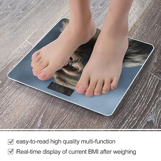 Monkey Scale for Body Weight Anti-Slip Tempered Glass Digital Bathroom Scales Clear LCD Display Weighing Scale Safe Rounded Corners Smart Scales