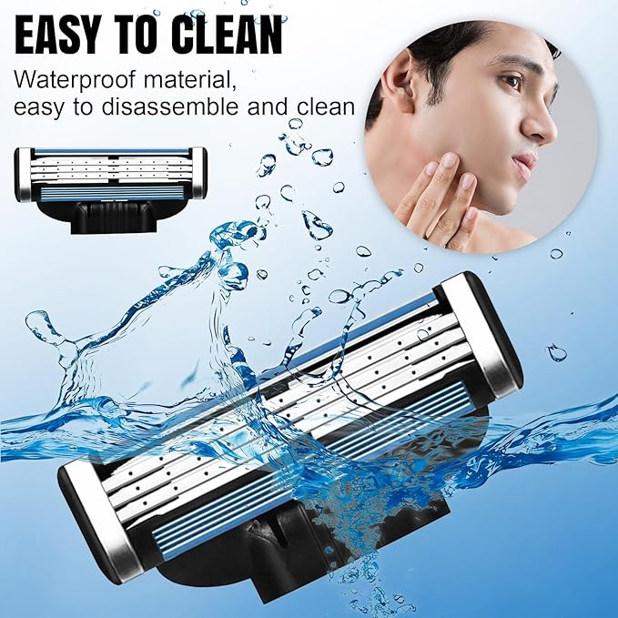 Razor Refills for Men 24 Count Compatible With Mach3 Razor Blade Refills Dual Lubrication Blades for Extra Close &amp Comfortable Shave Value Pack