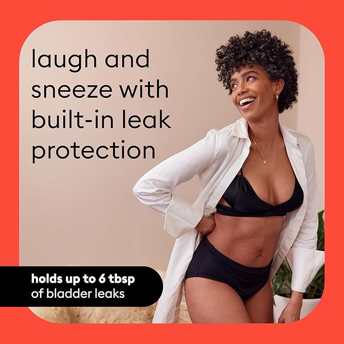 Thinx for All Leaks Hi-Waist Underwear Holds up to 100ml or 6tbps or 1/4 Cup Worth of Liquid* Light Absorbency Incontinence Underwear for Women Feminine Care BlackBerry XXL