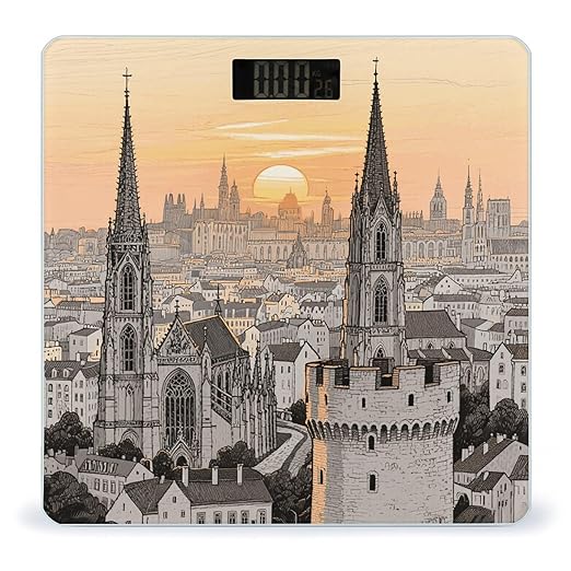 Ancient City Skyline Scale for Body Weight Sturdy Tempered Glass Weighing Scales with LCD Display Accurate Digital Bathroom Scale Convenient Body Fat Smart Scales Easy Read