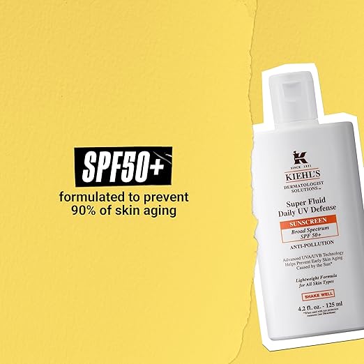 Kiehl's Super Fluid UV Defense Daily Facial Sunscreen SPF 50+ Lightweight Matte Finish Protects Against UVA/UVB Rays &amp Pollution Vitamin E &amp Baicalin Non-comedogenic Paraben-free Fragran