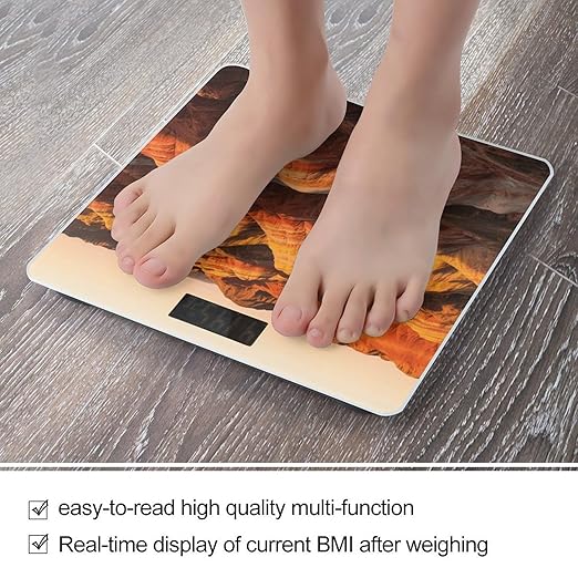 Danxia Landform Scale for Body Weight Sturdy Tempered Glass Weighing Scales with LCD Display Accurate Digital Bathroom Scale Convenient Body Fat Smart Scales Easy Read