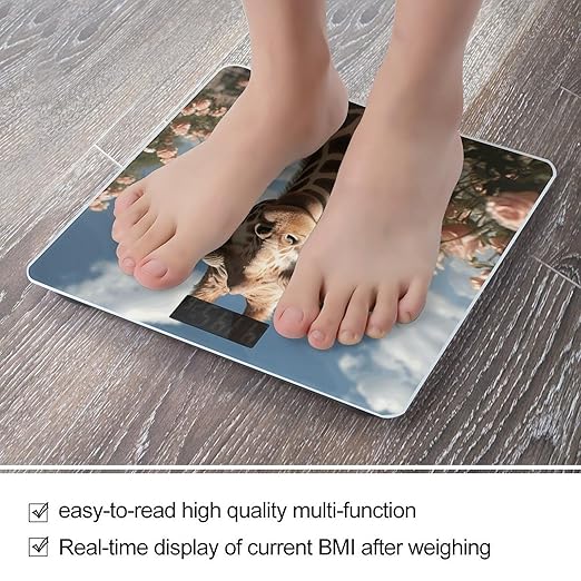 Digital Bathroom Scale for Body Weight Scale with Bright LCD Display High Accuracy Step-On Technology Auto On/Off Beautiful Giraffe Digital Scales 400 Lbs /180kg